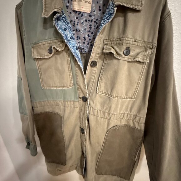 Free People We The Free Women's Patchwork Military Utility Jacket Olive M - Picture 4 of 7
